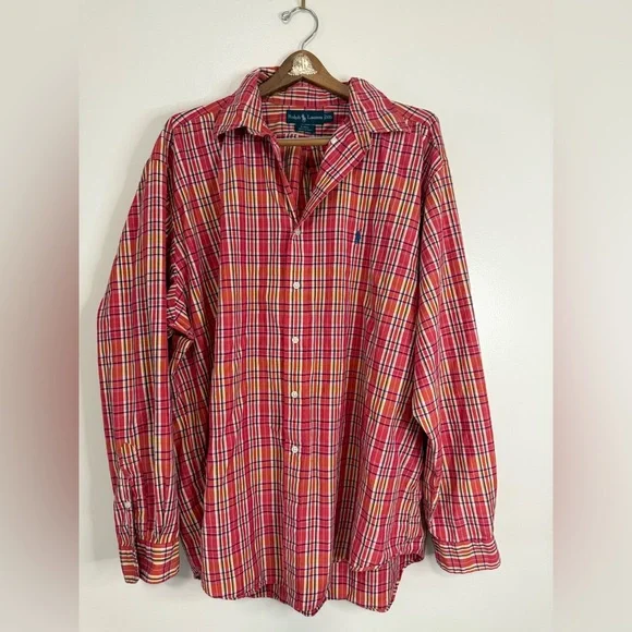 Ralph Lauren “Blake” Red and Yellow Plaid Button Down Shirt Mens size XXL - Picture 1 of 10